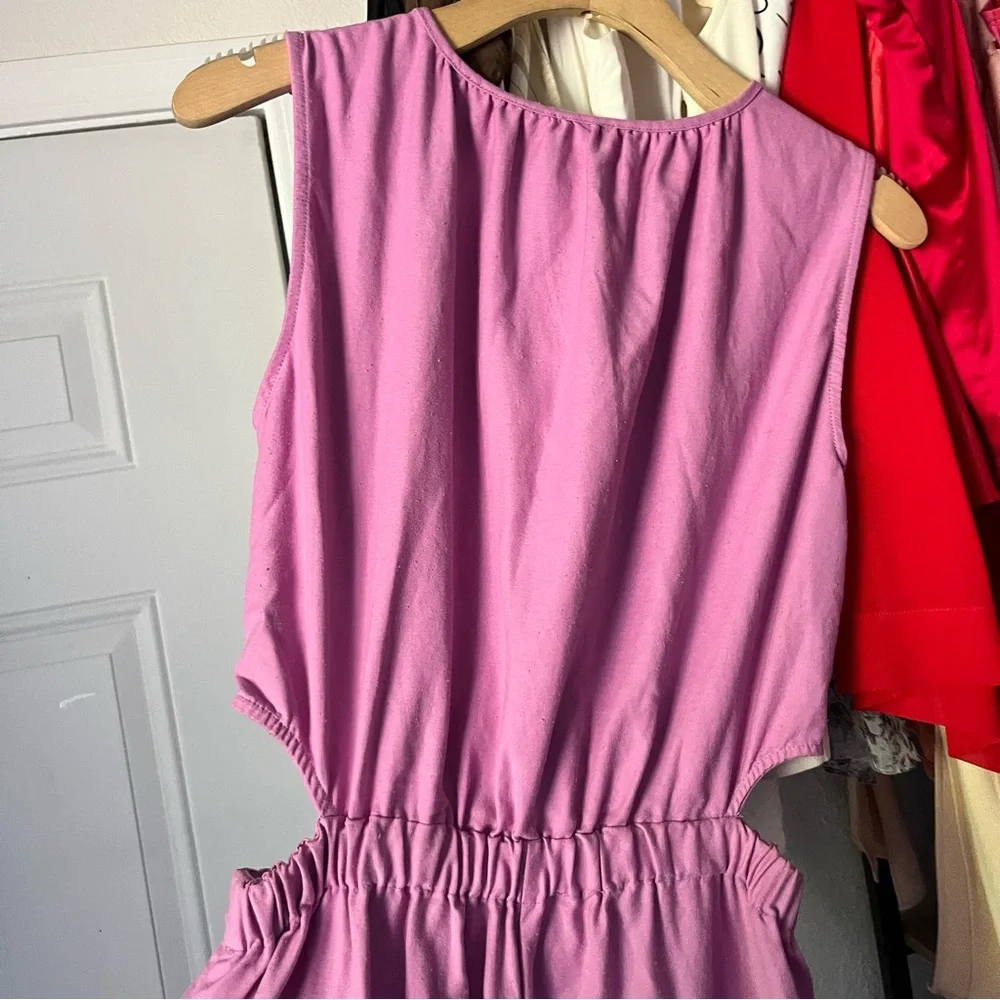 BELLEROSE lavender purple pink‎ viscose poly cotton blend sleeveless cutout wide